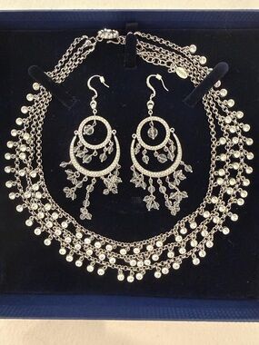 Barrera Crystal Chandelier Necklace & Earring Set